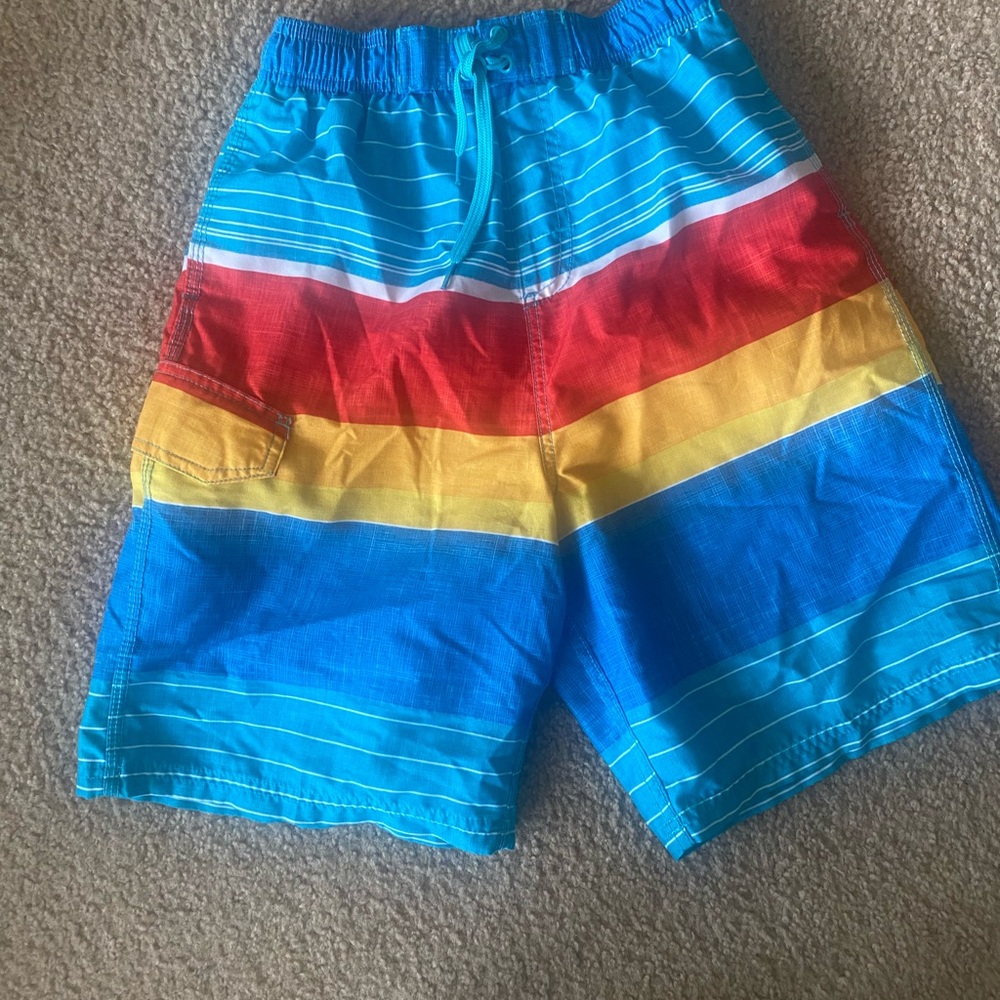 Kanu Surf Board Shorts/Swim Shorts Size L 14-16 Blue/Red/Yellow